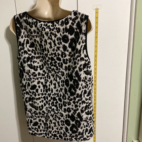 CHICOS Leopard Embroidered Detail Tank Top Sleeveless Blouse Black & White Large - Picture 6 of 16